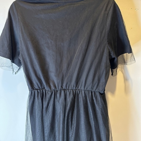 HSTYLE | Black Short Sleeve Layered Tulle Dress - Picture 5 of 10